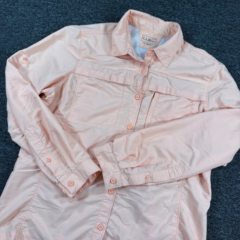 L.L. Bean Fishing Shirt Mens L Peach Long Sleeve Vented Trail Outdoors